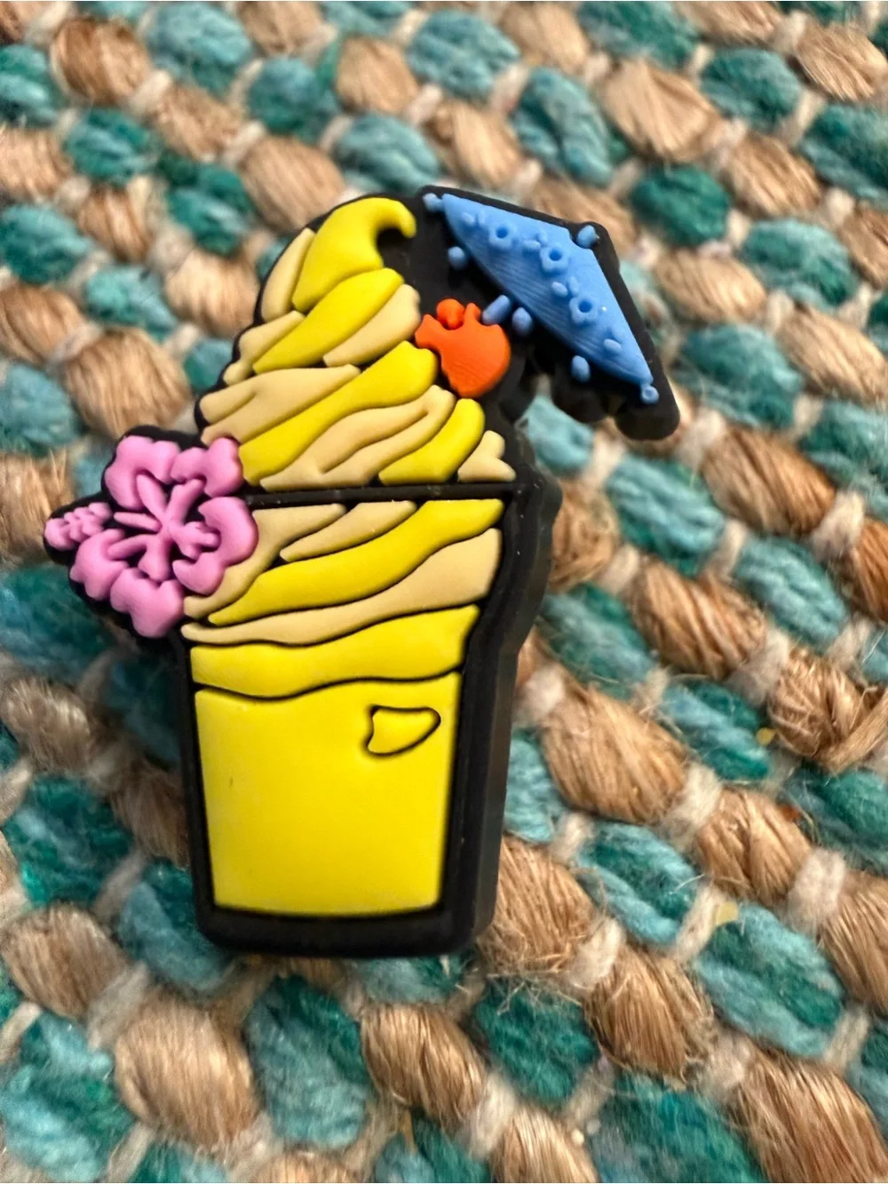 Yellow Tropical Drink Enamel Pin Key & Card Holder Charm bogg bag or shoes